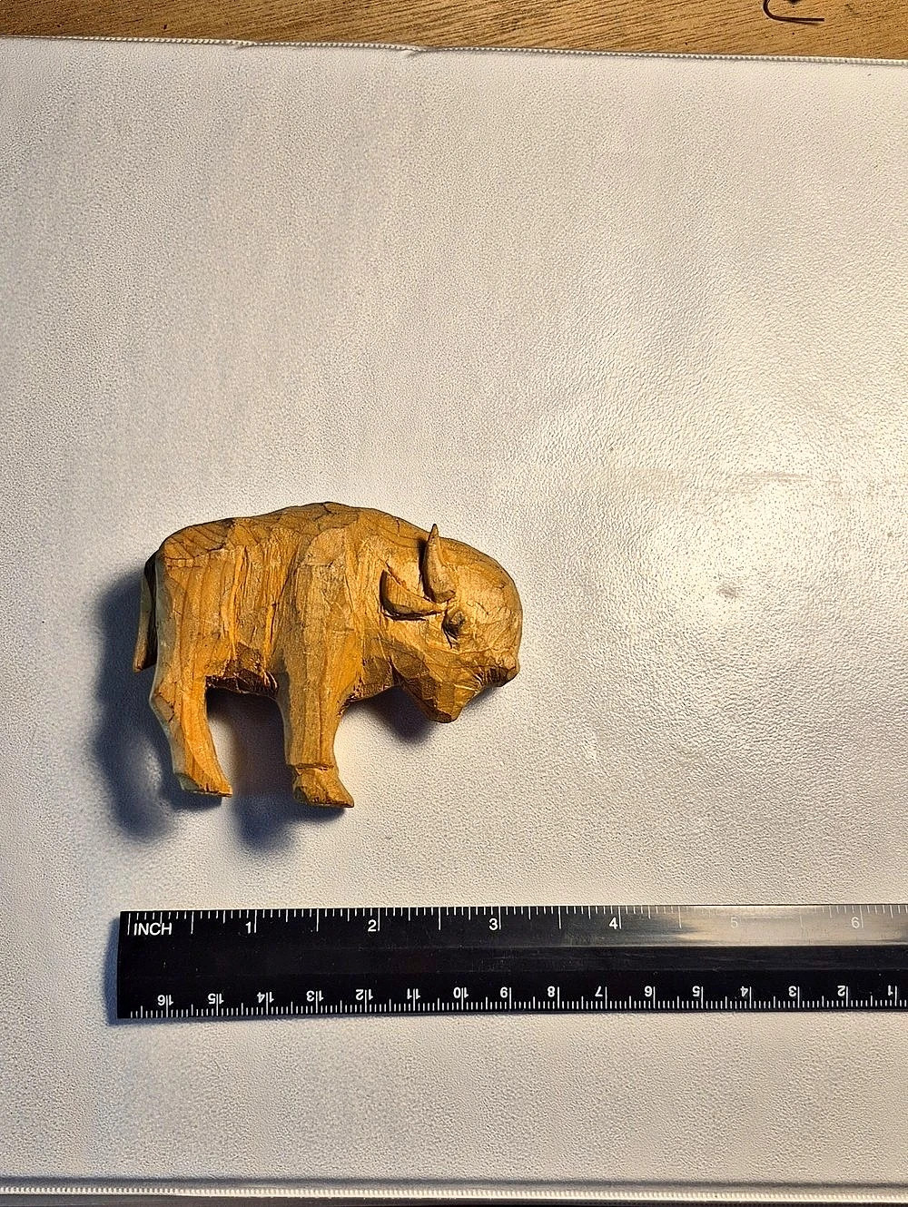 Hand-Carved Brown Bison Sculpture